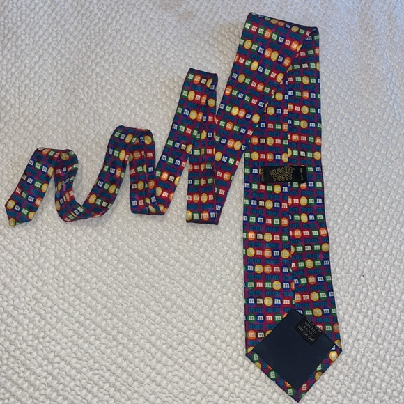 Men’s M&M Tie Colorful 100% Silk Made by Planet Mars Handmade - Picture 3 of 6